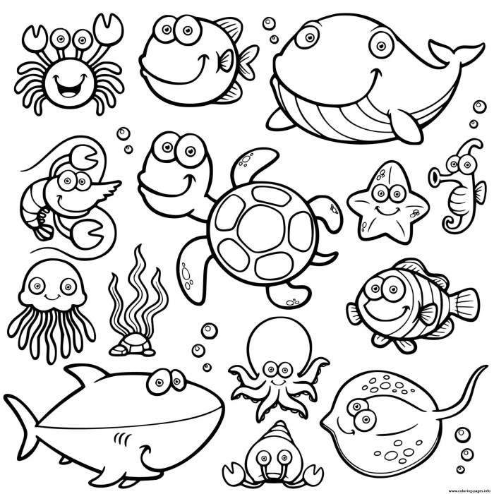 Sea animals coloring page