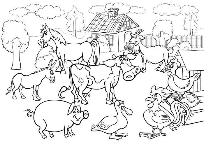 Realistic farm animal coloring pages