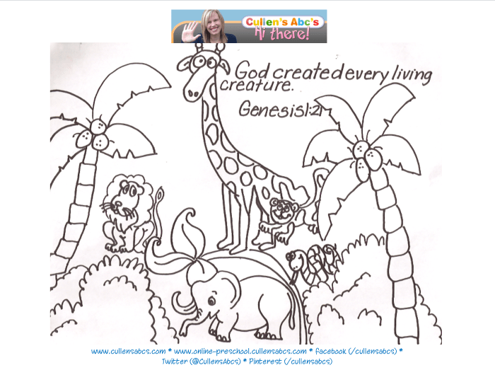 God made animals coloring page