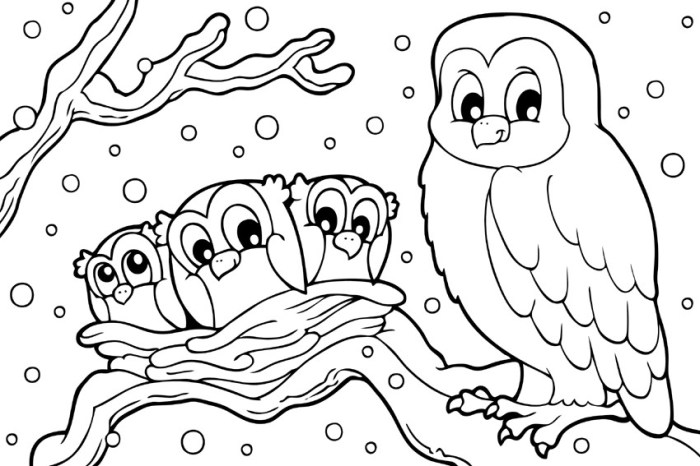 Cute winter animal coloring pages