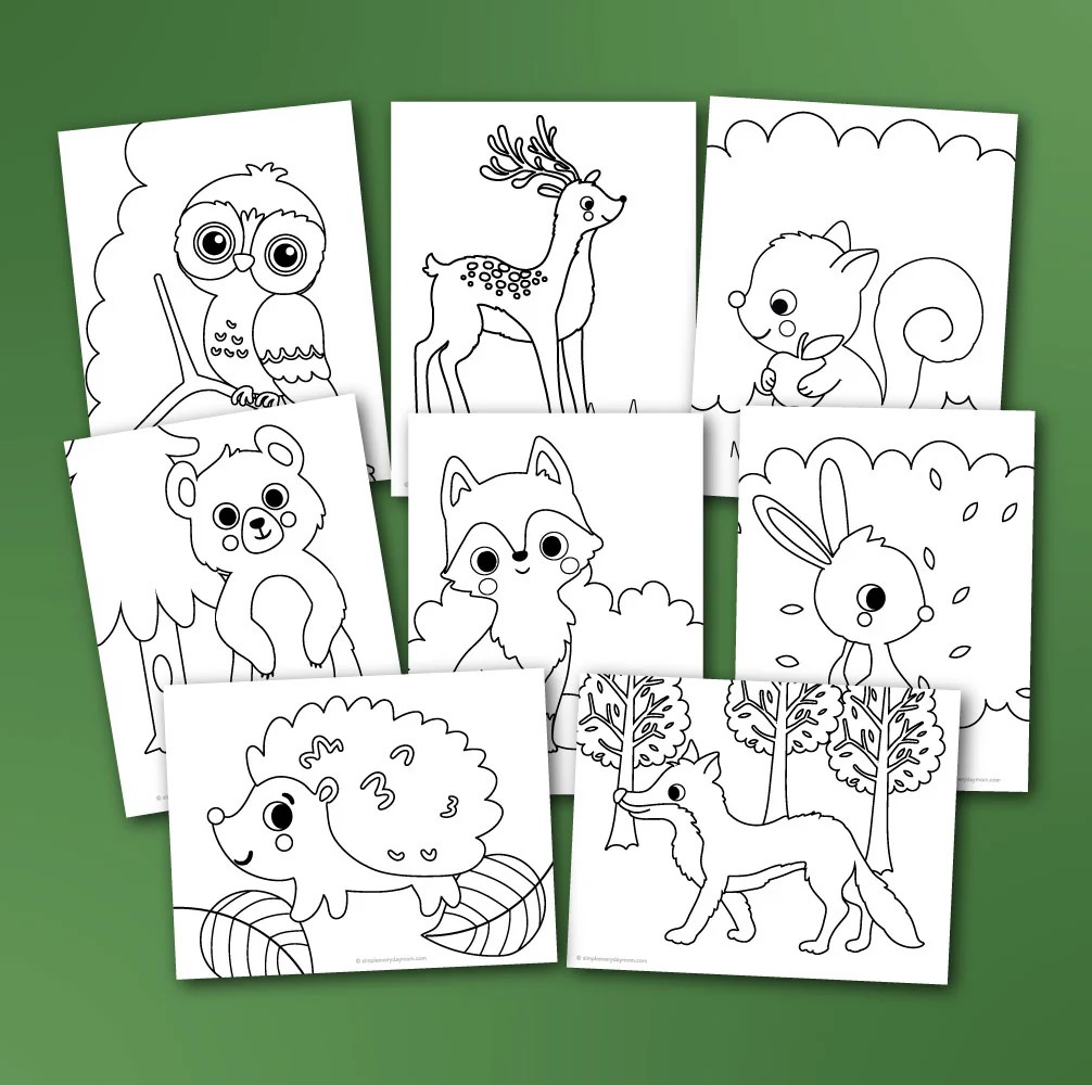 Woodland animals coloring pages