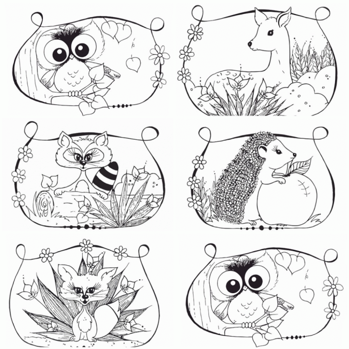 Forest animals coloring sheets