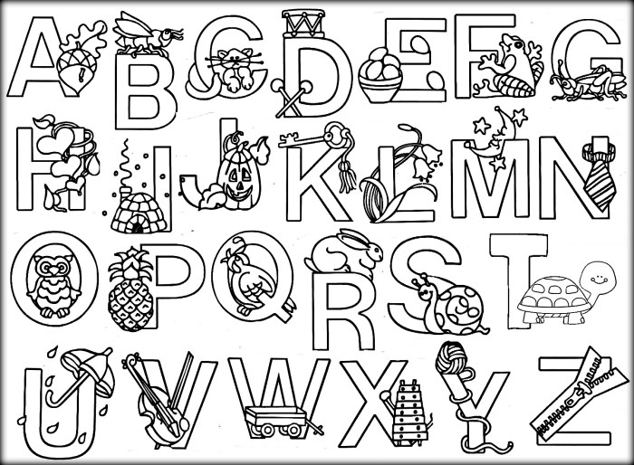 Coloring pages alphabet animals