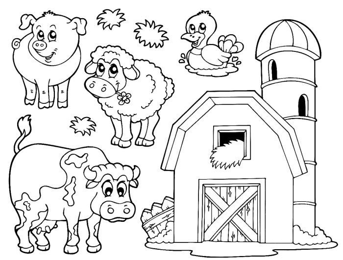 Farm animals coloring pages for preschool