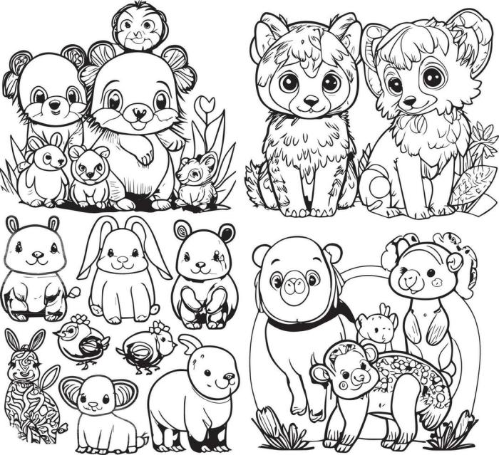 Coloring sheets of cute animals