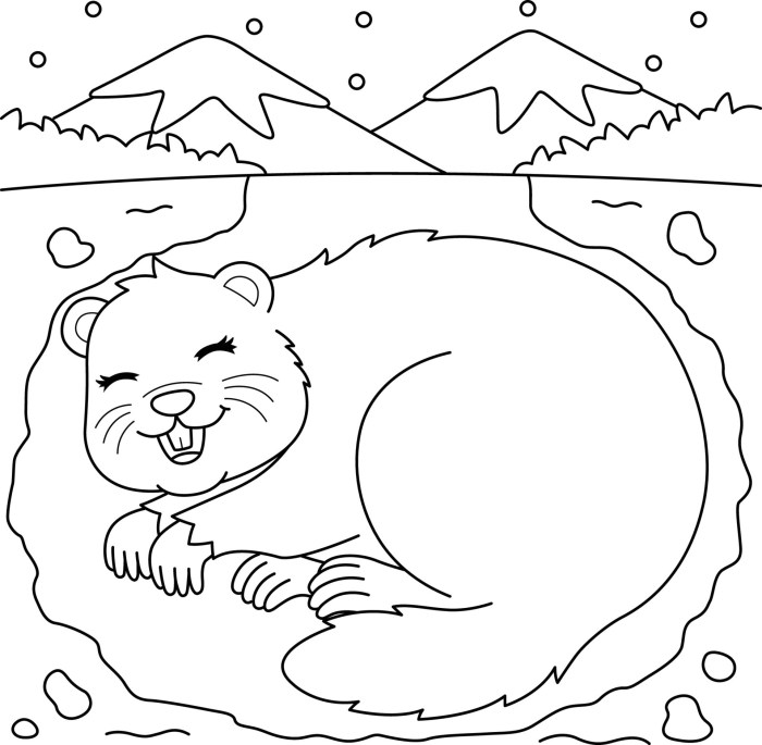 Printable hibernating animals coloring page