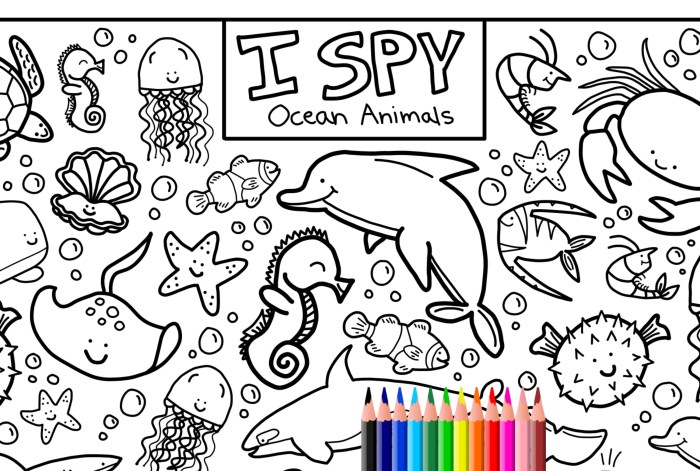 Ocean animals coloring sheet