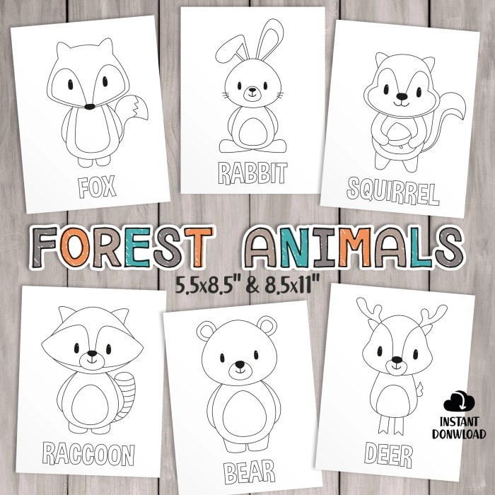 Woodland animals coloring pages