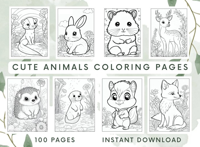 Cute coloring page animals