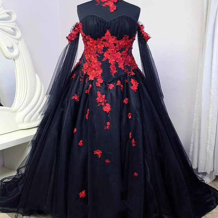 Black and red wedding dresses