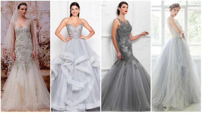 Silver color wedding dresses