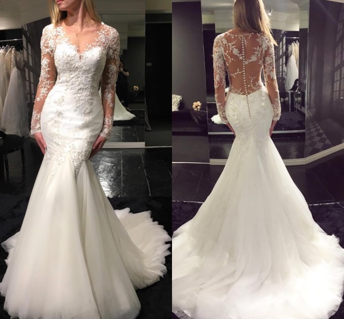 Lace wedding mermaid dresses sleeves long elegant bridal amazing sheer gowns beading tumblr share