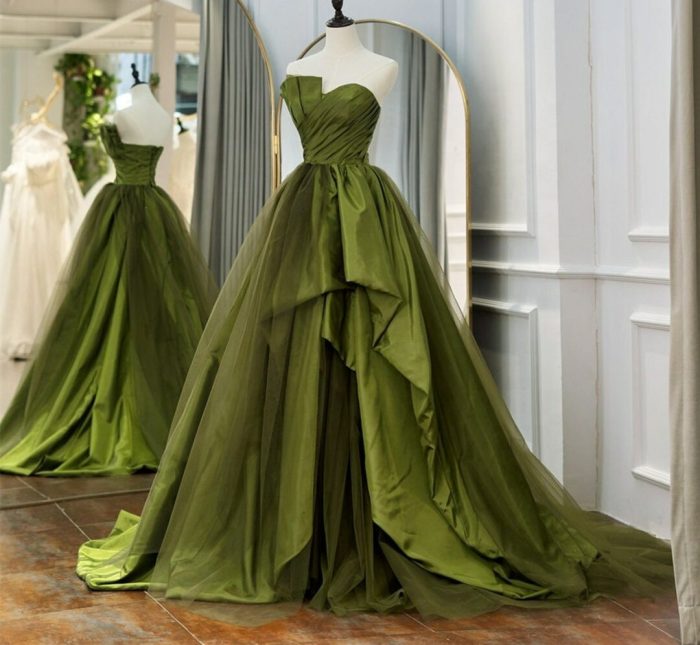 Light green wedding dress